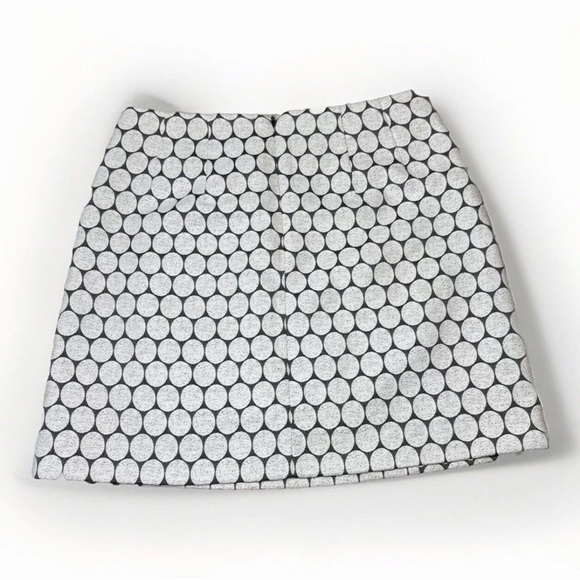 J Crew Size 2 Jacquard Geometric Design Skirt Back Zip Pockets White Gray EUC - Picture 4 of 8